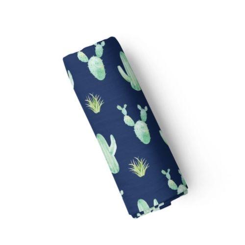Blue Cactus Swaddle Blanket