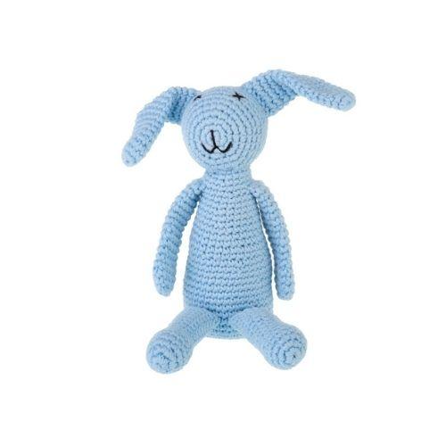 Blue Knit Bunny Rattle