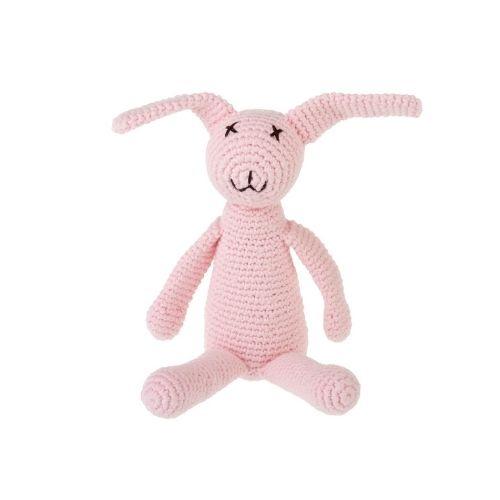 Pink Knit Bunny Rattle
