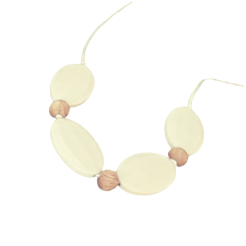 Flat Oval Teething Necklace  - Natural